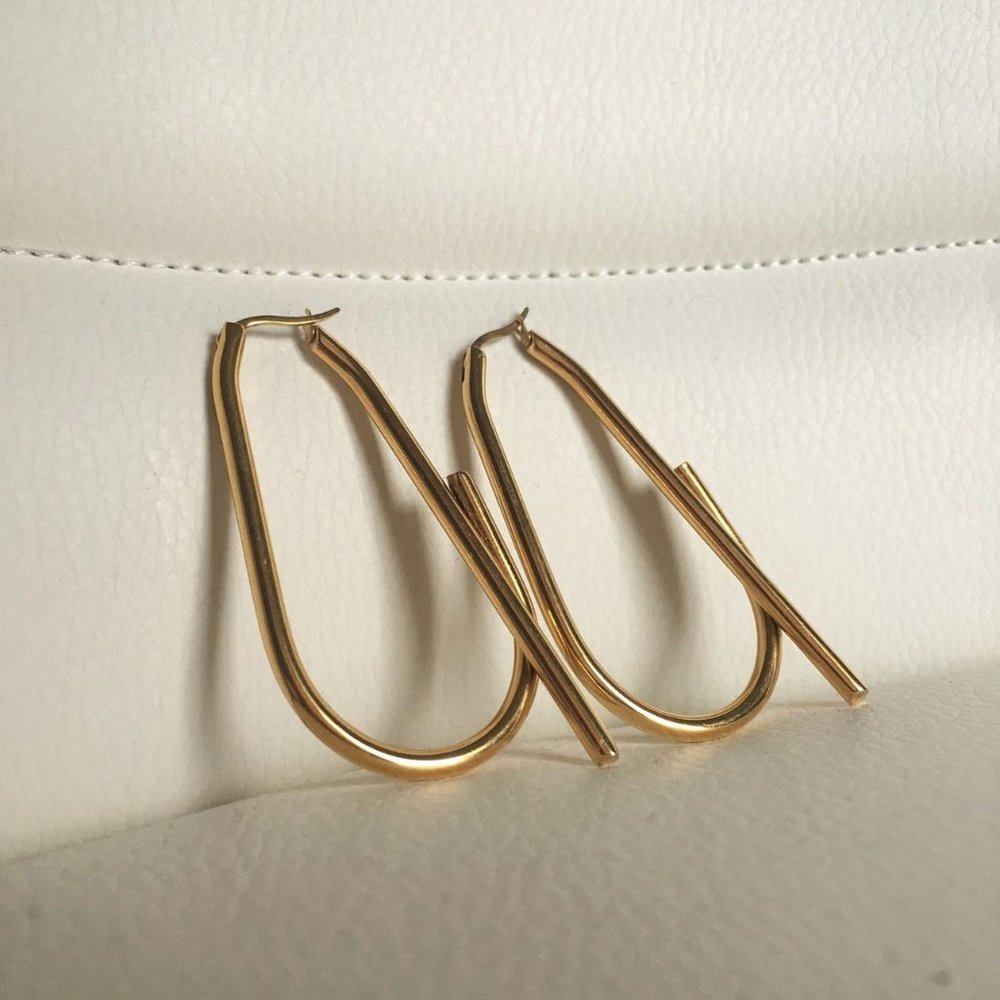 Statement 18K Gold Hoop Earrings - Picture 8 of 11